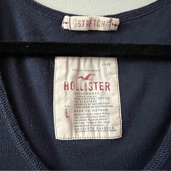 Hollister Dark Navy Blue Ribbed Stretch Tank Top Size L - Picture 6 of 6